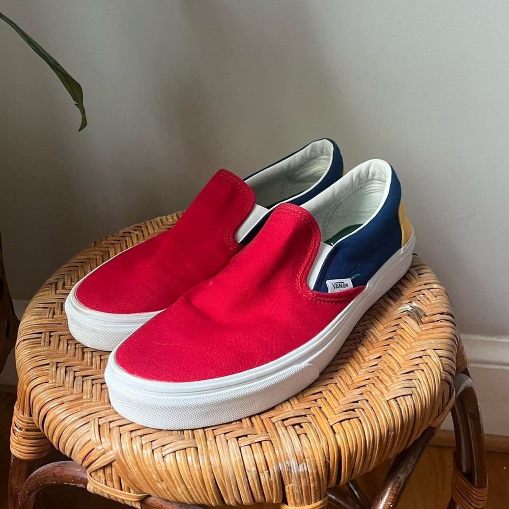 Vans Slip-On Colorblock Canvas Sneakers - Red/Blue/Yellow